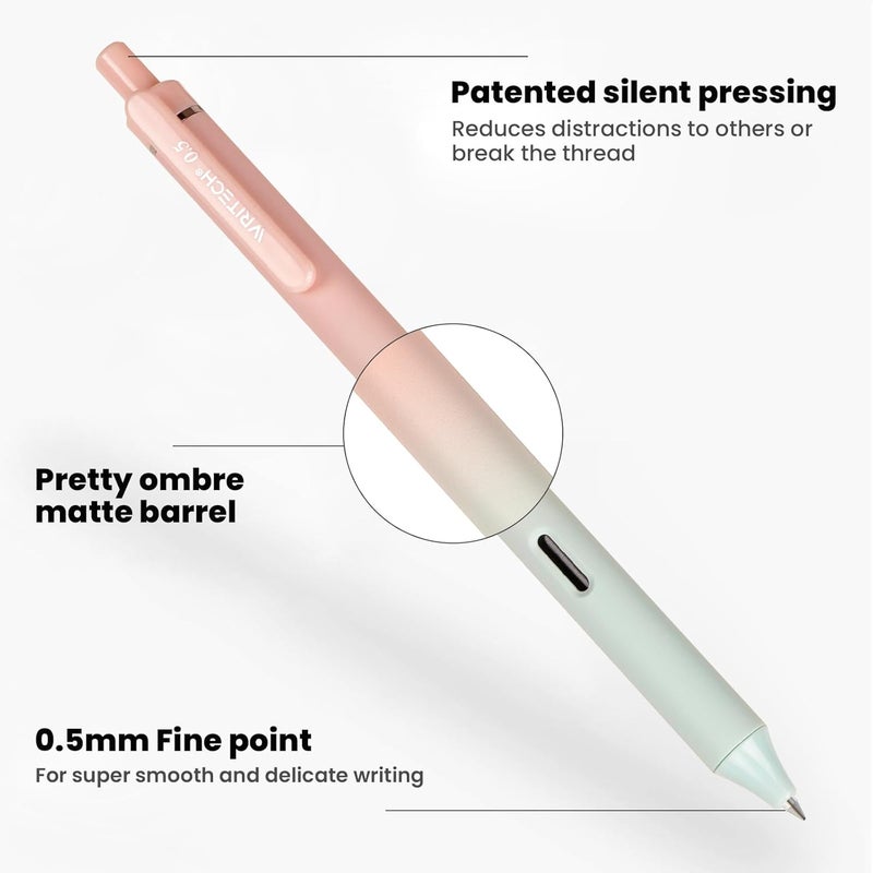 WRITECH Gel Pens Fine Point: 0.5mm Black Ink Retractable 4ct Smooth Writing No Bleed with Aesthetic Gradient Color Pen Barrel for Journaling Note Taking Sketching - Image 2